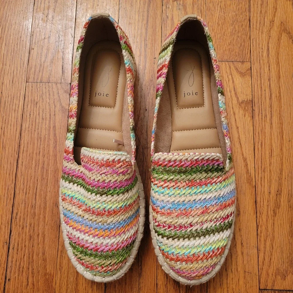 Joie Multicolor Woven Espadrille Flats 9M CARA Summer Beach Shoes Comfort